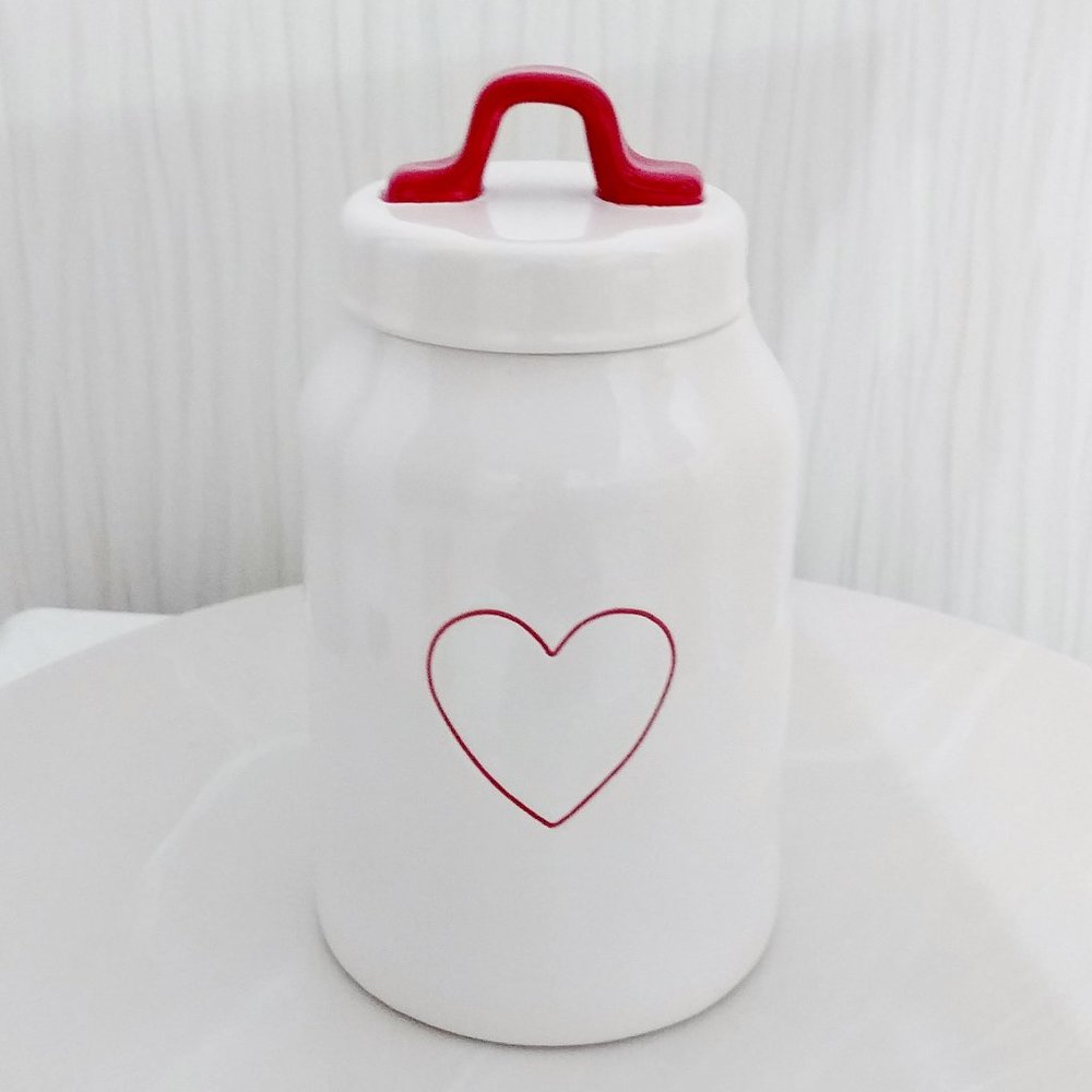 Rae Dunn Red Heart w/ Red Handle Valentine's Day Canister